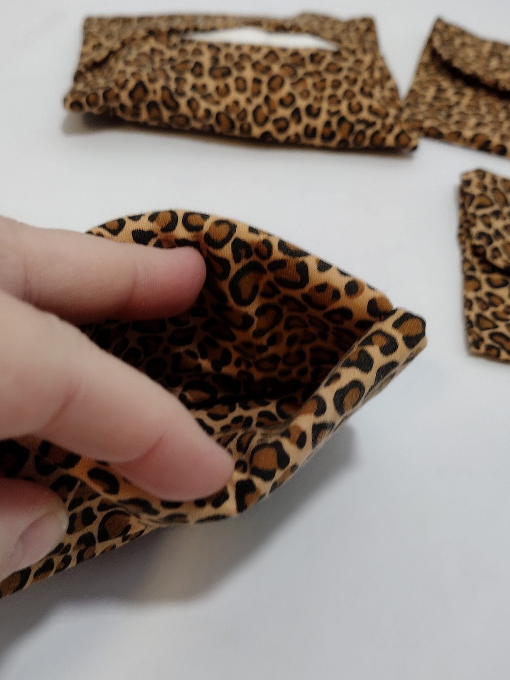 Handmade Leopard Print Fabric Pouch Set – 4 Pieces, Snap Closures - Picture 5 of 15